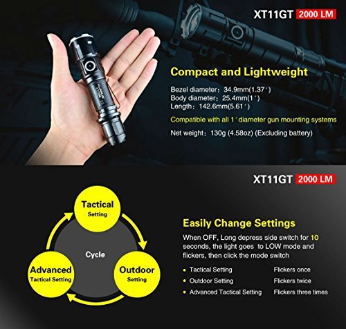 klarus xt11gt tactical led flashlight